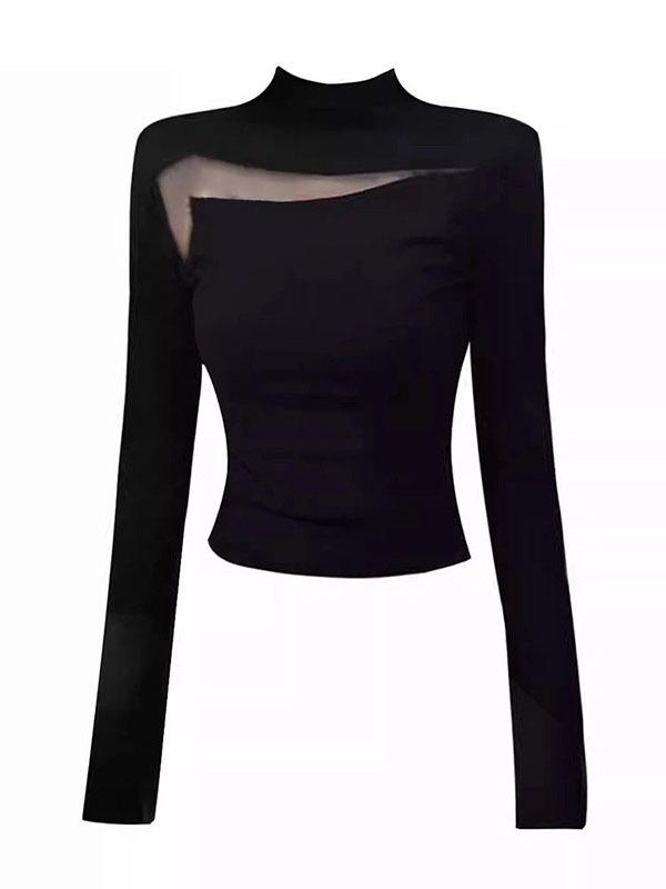 Women s Black Long-Sleeve Semi-High Neck Mesh Splicing Top - Chic Autumn Style, Slimming Fit. Small чорний
Women s Black Long-Sleeve Semi-High Neck Mesh Splicing Top - Chic Autumn Style, Slimming Fit. Small чорний