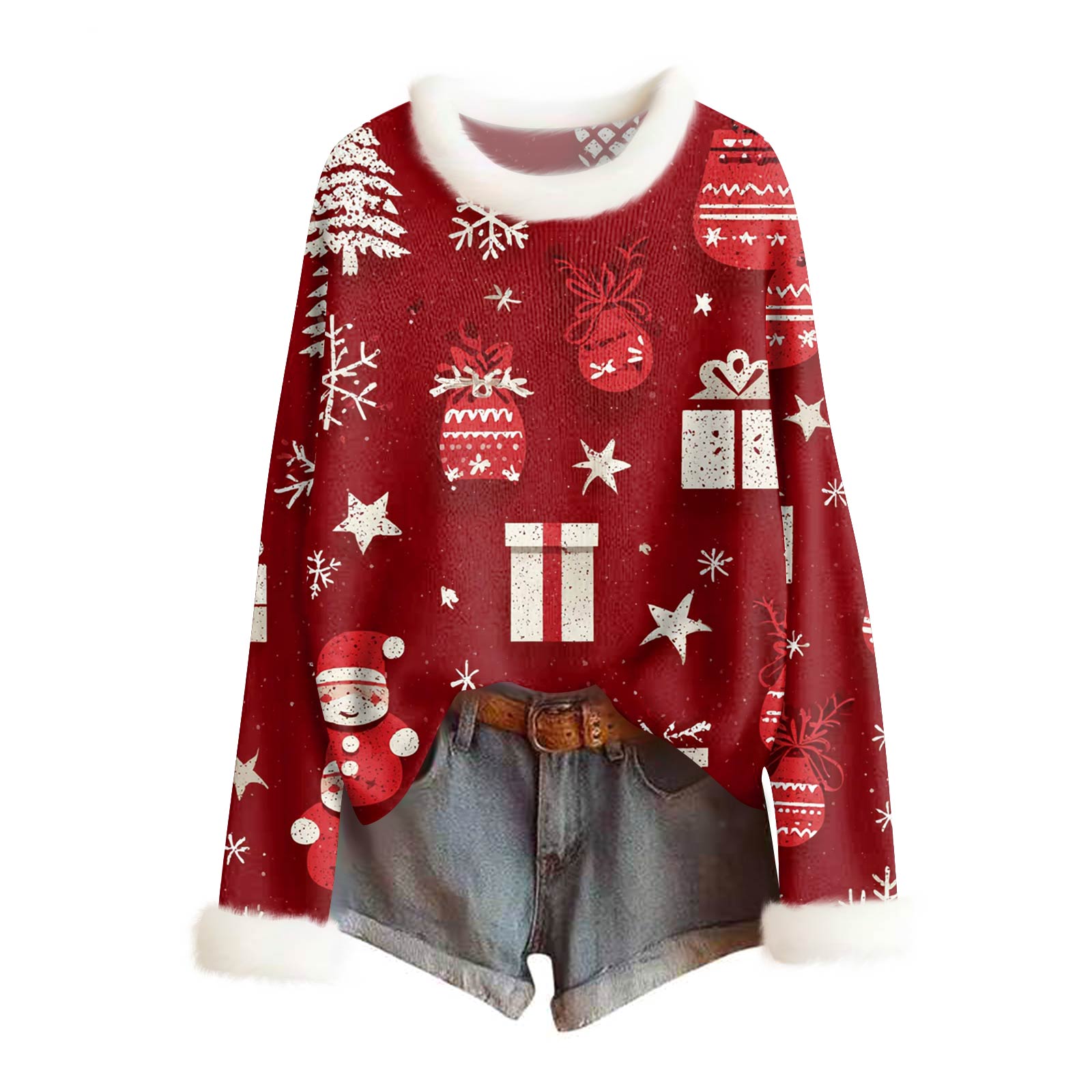 Женский модный свитер с рождественским принтом и шерстяным воротником, повседневный вязаный пуловер с длинными рукавами S
Женский модный свитер с рождественским принтом и шерстяным воротником, повседневный вязаный пуловер с длинными рукавами S