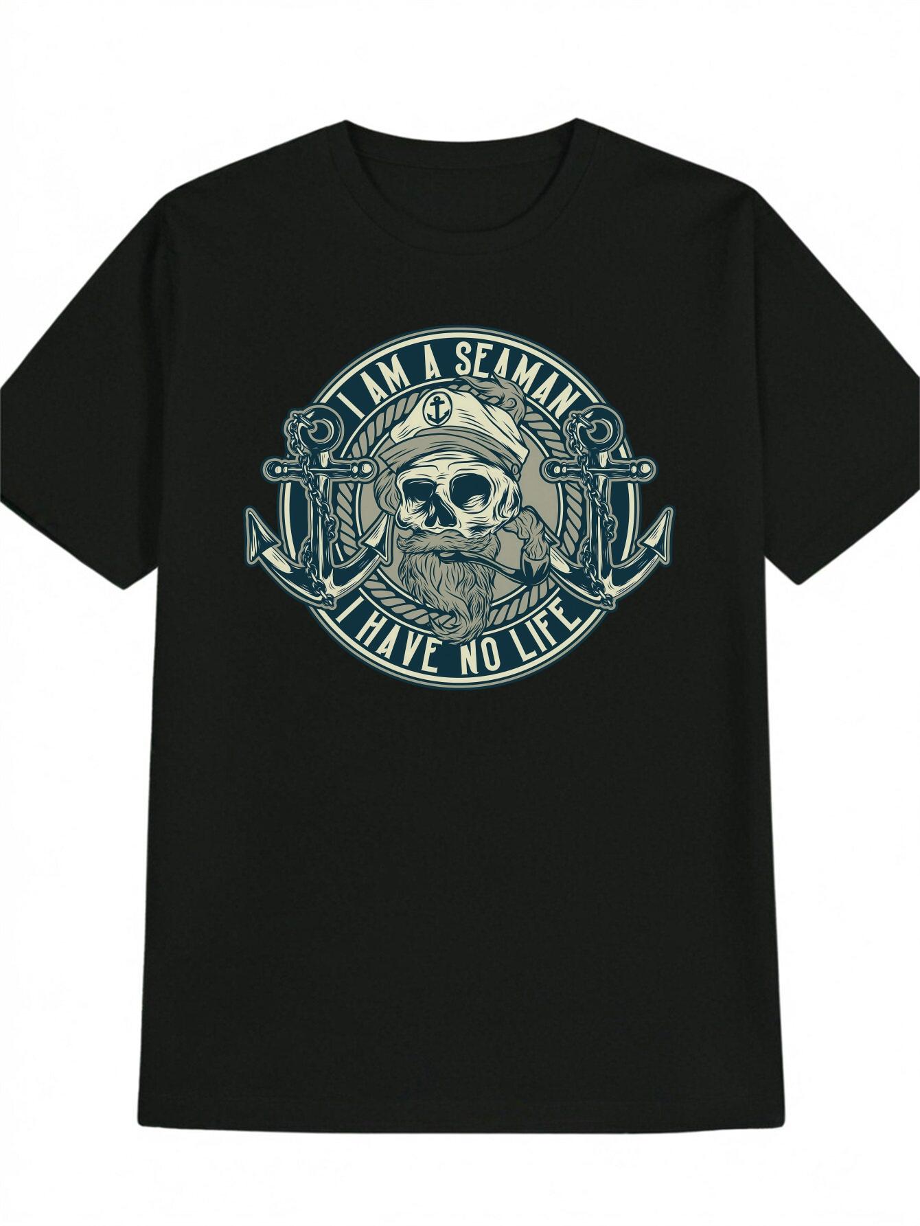 Casual Navy T-shirt with Skull Captain Hat & Anchor Design - I m a Seaman XXXXL
Casual Navy T-shirt with Skull Captain Hat & Anchor Design - I m a Seaman XXXXL