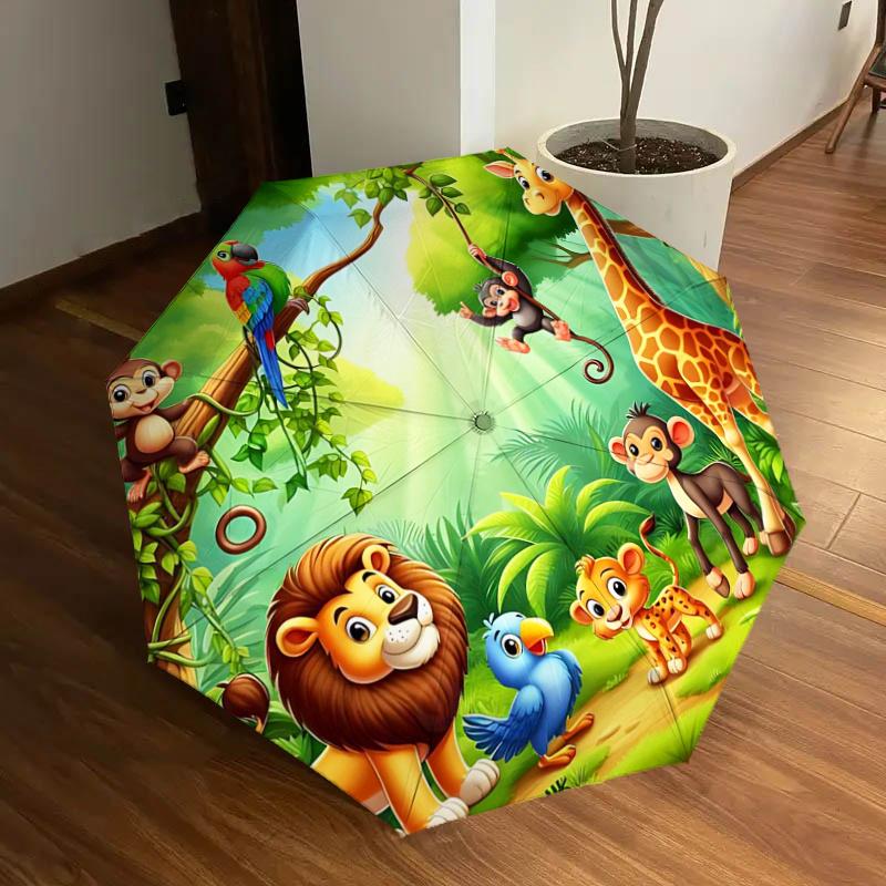 Jungle Animal Friends Automatic Opening Folding Umbrella with 8-Bone Iron Frame - Perfect for Fans, Travelers, Daily Use, and Festive Gifts!
Jungle Animal Friends Automatic Opening Folding Umbrella with 8-Bone Iron Frame - Perfect for Fans, Travelers, Daily Use, and Festive Gifts!