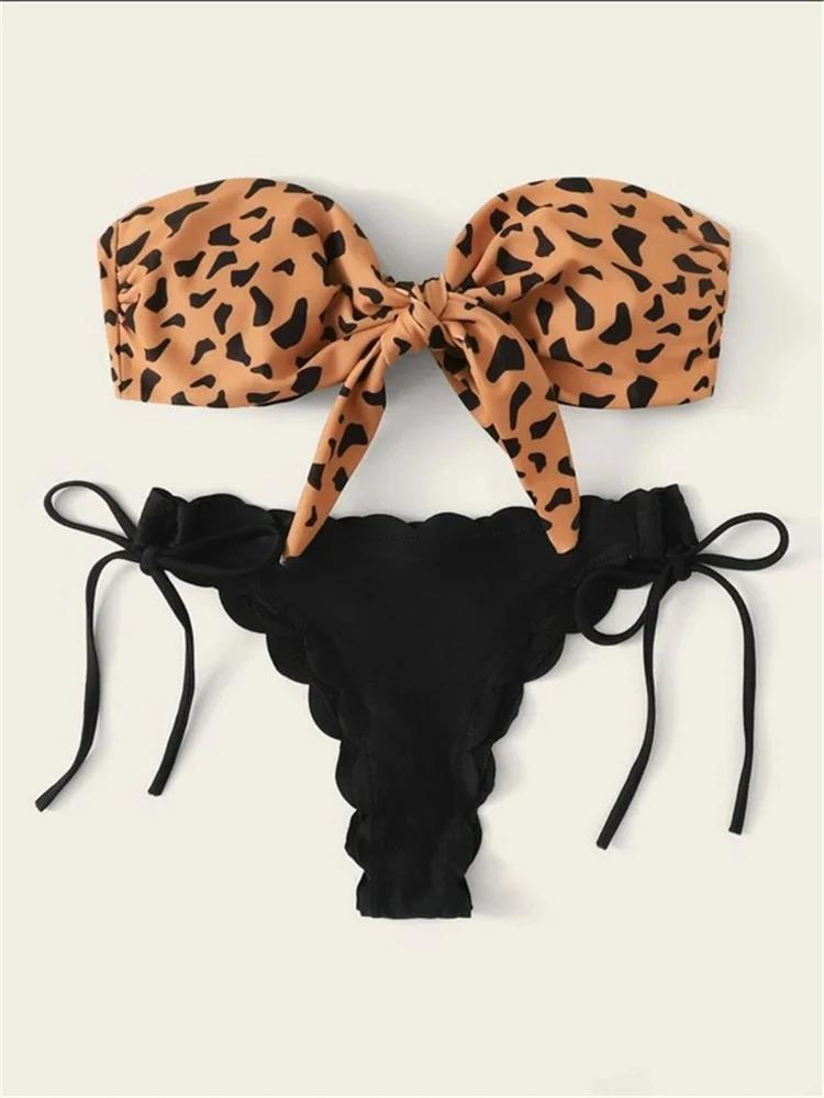 Beach Bikini 2025 Woman Sexy Front Lace Up Tie Bandeau Leopard Swimsuit Female Push Up Ruffled Bow Bathing Suit Thong Swimwear S коричневий
Beach Bikini 2025 Woman Sexy Front Lace Up Tie Bandeau Leopard Swimsuit Female Push Up Ruffled Bow Bathing Suit Thong Swimwear S коричневий