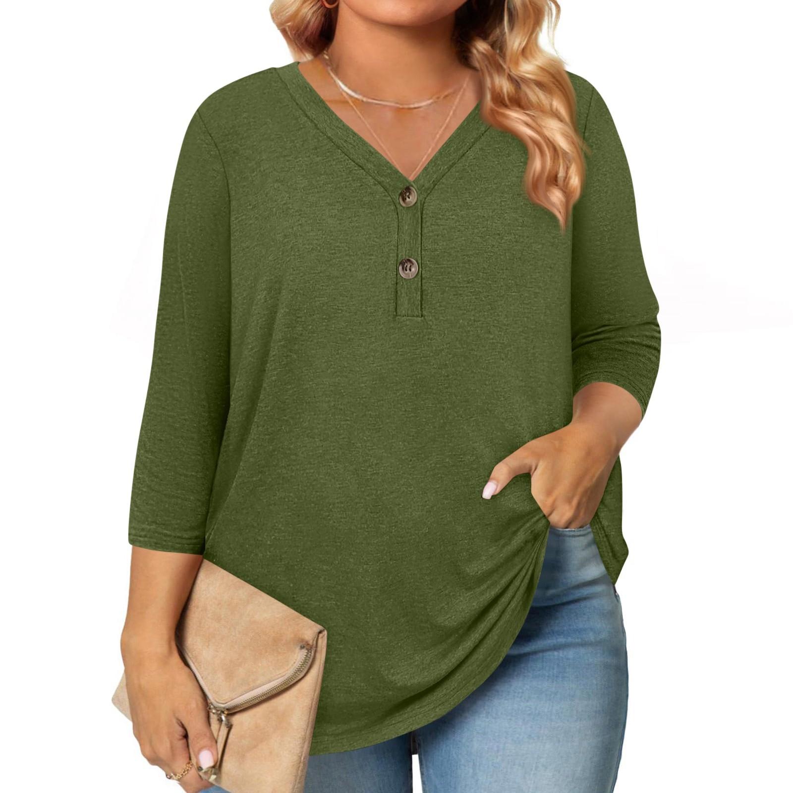 Womens 3/4 Length Sleeve Tops Plus Size Button Down V Neck Shirts Blouses Casual Solid Color Loose L армія зелений колір
Womens 3/4 Length Sleeve Tops Plus Size Button Down V Neck Shirts Blouses Casual Solid Color Loose L армія зелений колір