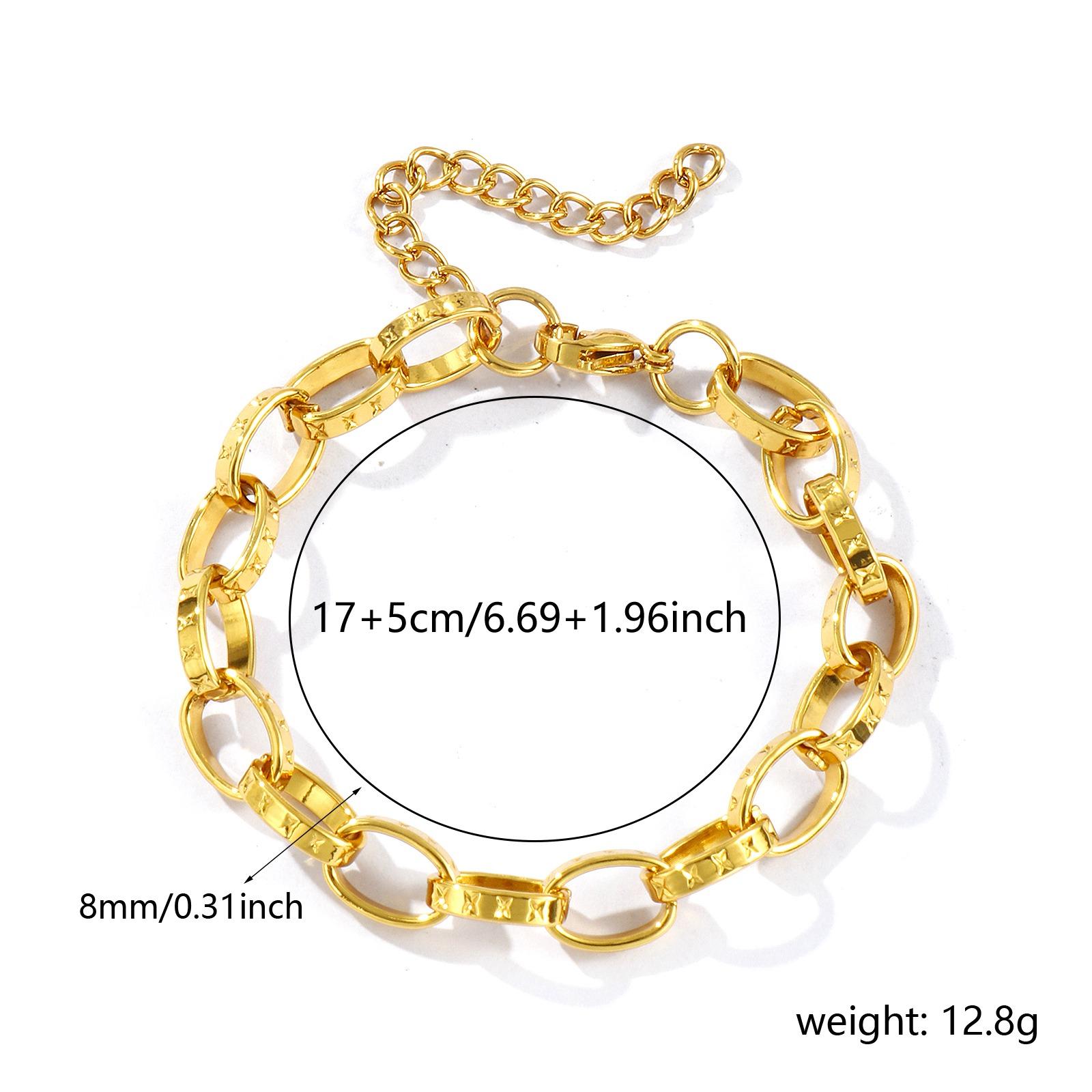 1pc Exquisite 304 Stainless Steel Bracelet Gold Color Link Cable Chain Bracelets For Women Party Club Jewelry 17cm(6.7 ) long
1pc Exquisite 304 Stainless Steel Bracelet Gold Color Link Cable Chain Bracelets For Women Party Club Jewelry 17cm(6.7 ) long