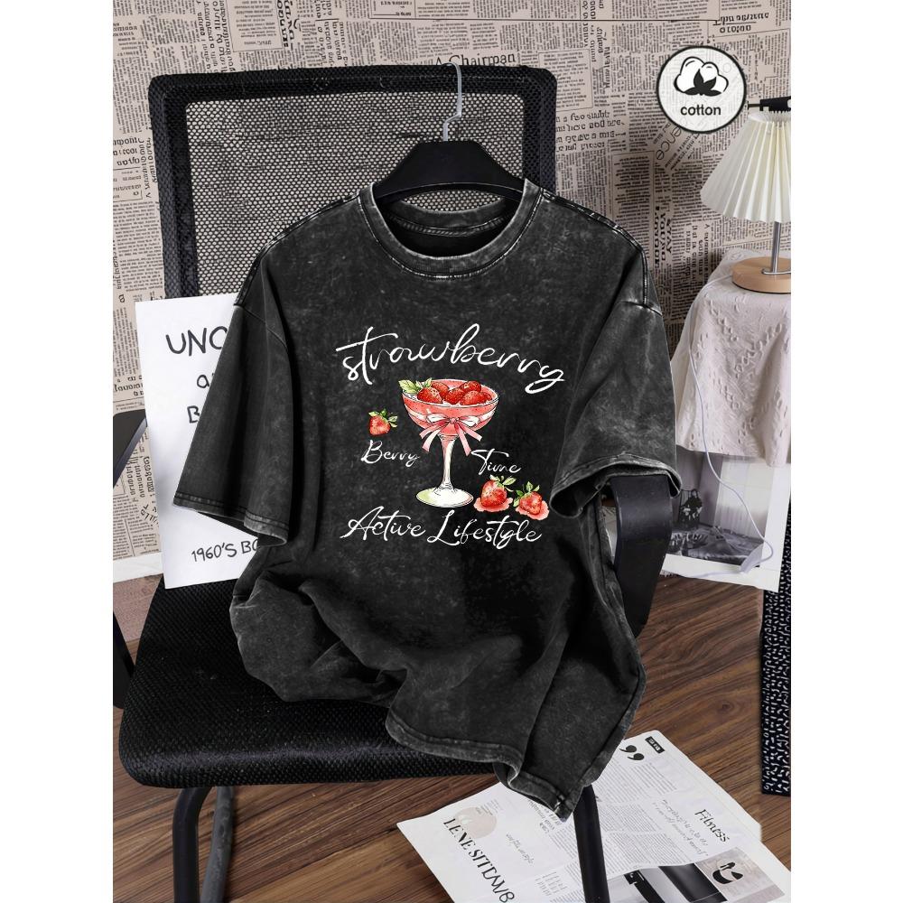 Delicious Strawberry Shake Print Women Washed T Shirts Hip Hop Summer T-Shirt Loose Short Sleeves Cotton Streetwear 3XL
Delicious Strawberry Shake Print Women Washed T Shirts Hip Hop Summer T-Shirt Loose Short Sleeves Cotton Streetwear 3XL