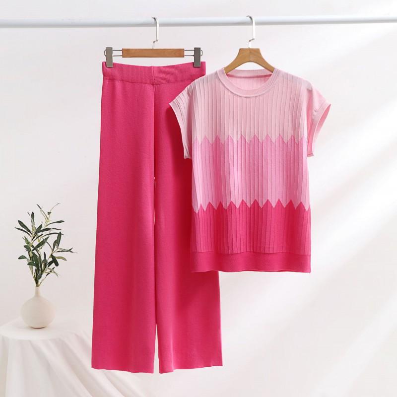Fashion Suit Casual Contrasting Color Round Collar Three-quarter Sleeve Sweater High Waist Slimming Wide-leg Trousers Two-piece Set one size розы красного
Fashion Suit Casual Contrasting Color Round Collar Three-quarter Sleeve Sweater High Waist Slimming Wide-leg Trousers Two-piece Set one size розы красного