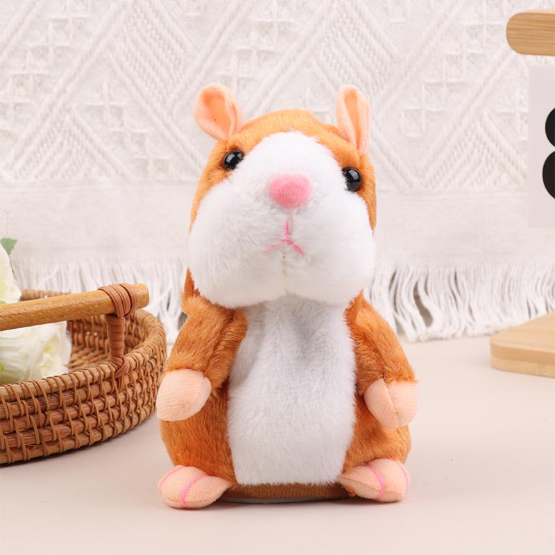 Милая электрическая говорящая игрушка-плюшевый хомяк, научись имитировать речь, кивающий плюшевый хомячок, интерактивные плюшевые игрушки-хомячки, подарки для малышей светло-коричневого