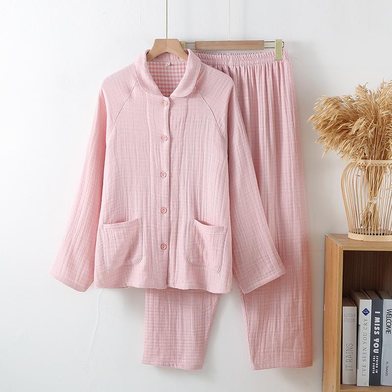 Edge-Bound Pure Cotton 4-Layer Gauze Couple Homewear Set: Thickened Autumn/Winter Pajamas for Men and Women L
Edge-Bound Pure Cotton 4-Layer Gauze Couple Homewear Set: Thickened Autumn/Winter Pajamas for Men and Women L