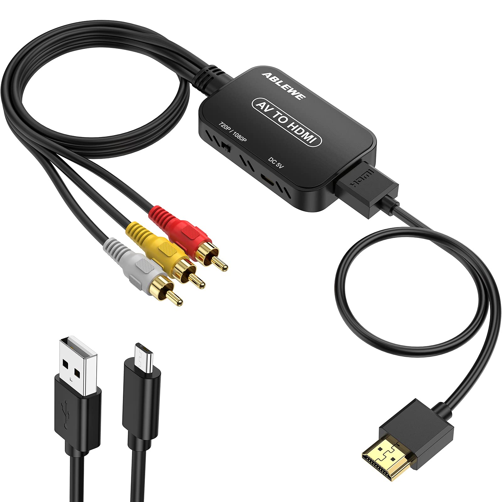 Преобразователь ABLEWE RCA в HDMI, коммутация композитного сигнала AV в HDMI, возможность аудиовыхода, питание от USB, руководство по эксплуатации, 3-цветный кабель, кабель HDMI
Преобразователь ABLEWE RCA в HDMI, коммутация композитного сигнала AV в HDMI, возможность аудиовыхода, питание от USB, руководство по эксплуатации, 3-цветный кабель, кабель HDMI