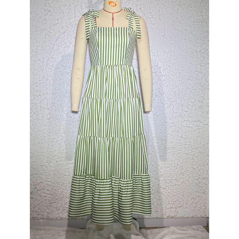 Fashion New Arrival Square Collar Spaghetti-Strap Floral Print Dress Casual Vacation Dress Printed Backless Dress Green Stripes M
Fashion New Arrival Square Collar Spaghetti-Strap Floral Print Dress Casual Vacation Dress Printed Backless Dress Green Stripes M