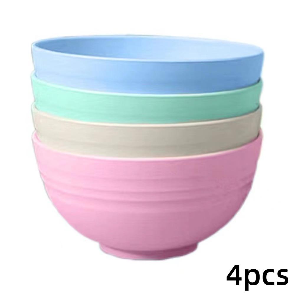 4 шт. Пиала для риса, супа, лапши, креативная, для фруктового салата, со вкусом пшеницы, для семьи, детей, для ежедневного использования, маленькая пиала, экологичная, термостойкая, небьющаяся 4-pcs разноцветный