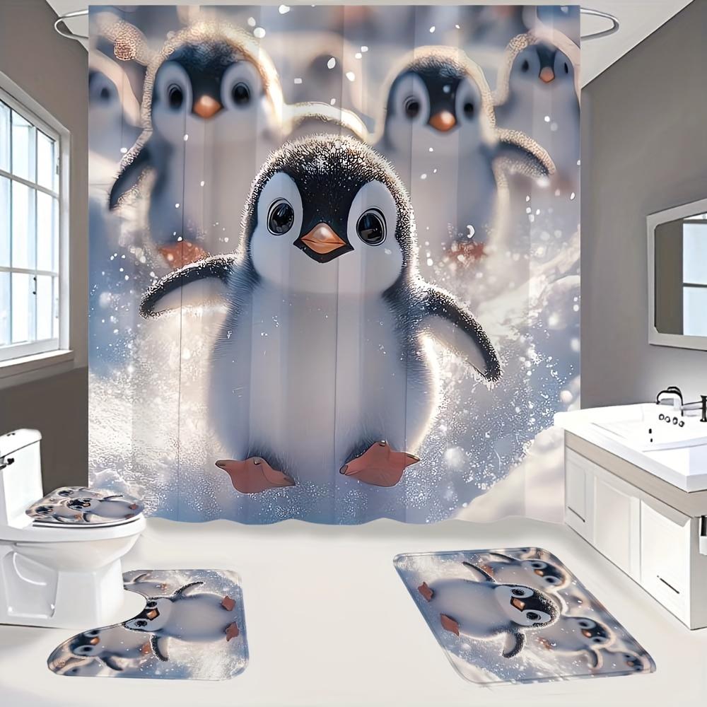Набор из 4 предметов для ванной комнаты: шторка для душа с рисунком пингвинов, занавеска для ванной с 12 крючками, противоскользящие коврики, коврик для крышки унитаза, перегородка для ванной 4Pcs
Набор из 4 предметов для ванной комнаты: шторка для душа с рисунком пингвинов, занавеска для ванной с 12 крючками, противоскользящие коврики, коврик для крышки унитаза, перегородка для ванной 4Pcs