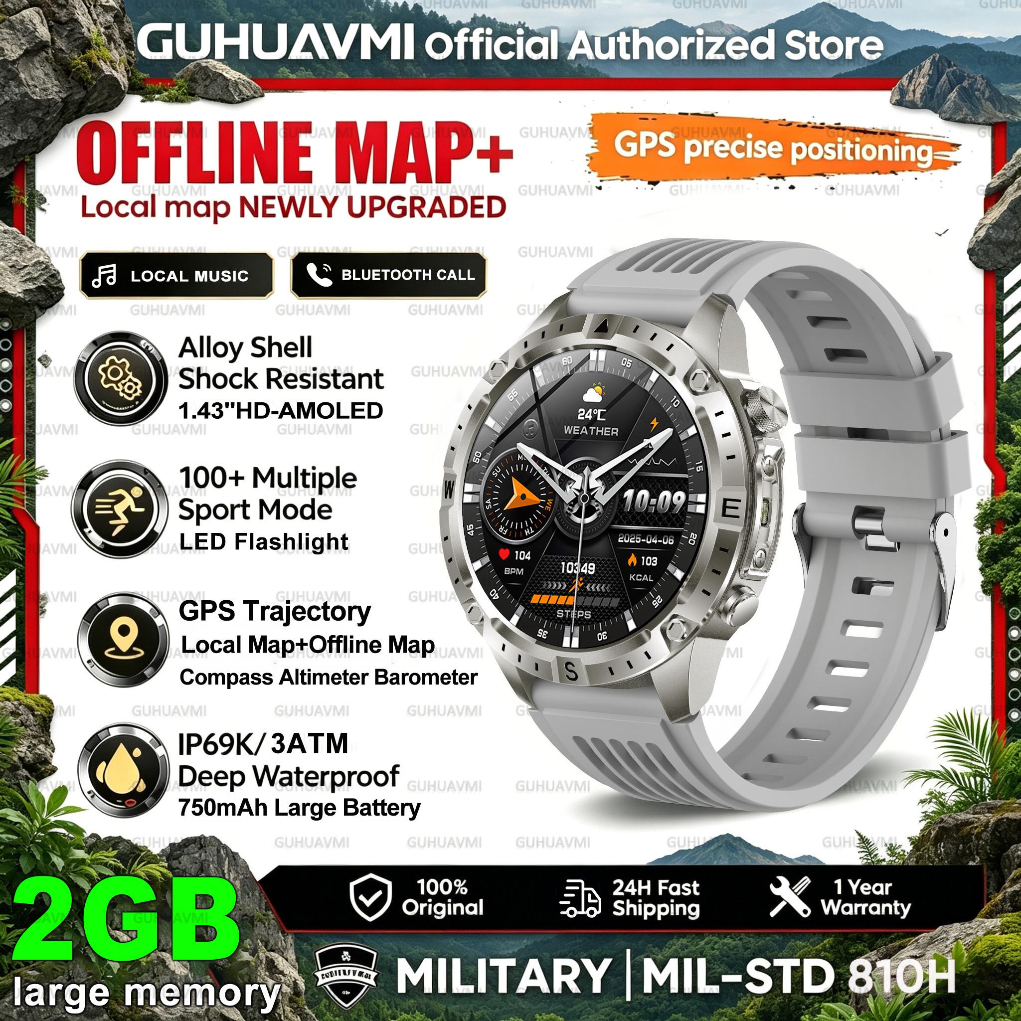 New Military GPS Offline Map Smart Watch Men 3ATM Waterproof 1.43 AMOLED Screen Clock 730Mah Call Flashlight Smartwatch IOS Offline map GPS сірий
New Military GPS Offline Map Smart Watch Men 3ATM Waterproof 1.43 AMOLED Screen Clock 730Mah Call Flashlight Smartwatch IOS Offline map GPS сірий