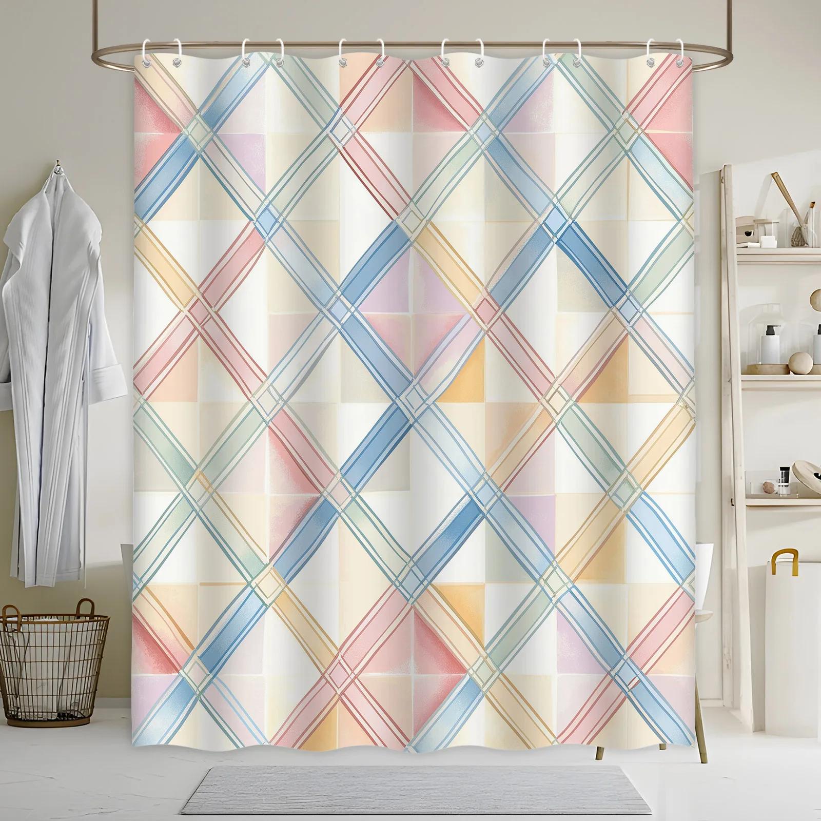 Pastel Diamond Shower Curtain - Soft Colors, Vintage Watercolor, 70.8X70.8 Inches, 12 Hooks, Polyester, Machine Washable W60H190(CM)-1 Pcs
Pastel Diamond Shower Curtain - Soft Colors, Vintage Watercolor, 70.8X70.8 Inches, 12 Hooks, Polyester, Machine Washable W60H190(CM)-1 Pcs