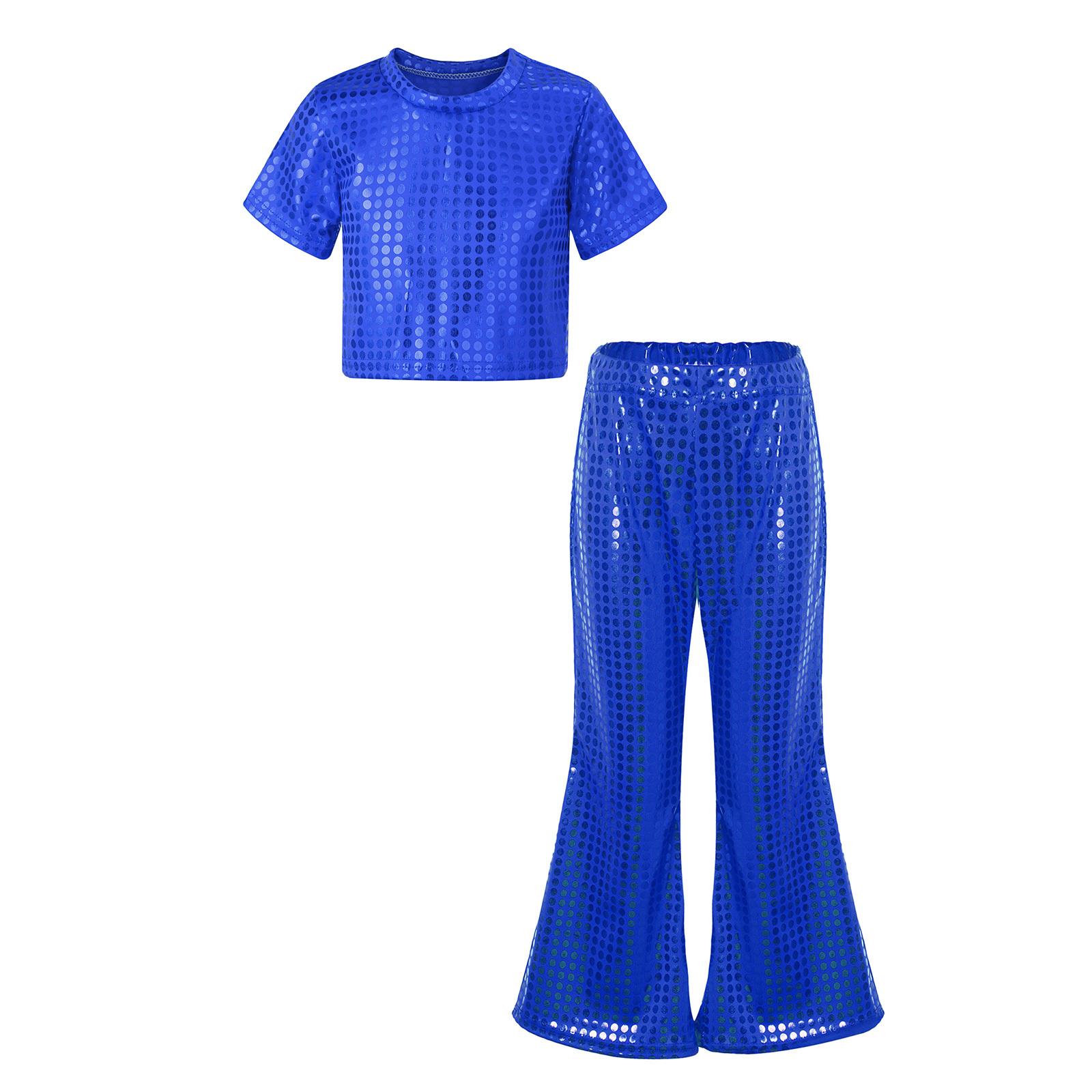 Kids Girls Shiny Jazz Hip Hop Dance Outfits Long Sleeve Crop Top and Bell Bottom Trpusers Set 7-8 Years королівський синій колір
Kids Girls Shiny Jazz Hip Hop Dance Outfits Long Sleeve Crop Top and Bell Bottom Trpusers Set 7-8 Years королівський синій колір