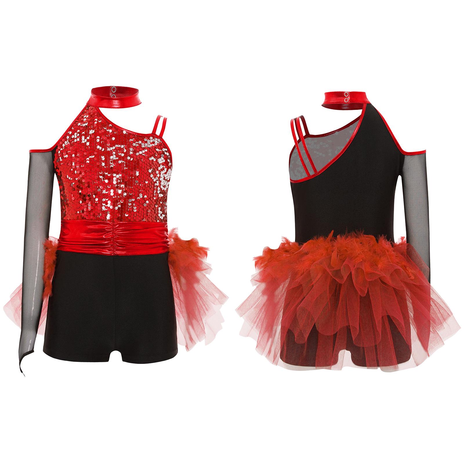 Sparkly Sequins Leotard for Girls Jazz Dance with Feather Tulle Skirt Ruched Waist Asymmetrical Color Block Performance Costume 5-6 Years червоний
Sparkly Sequins Leotard for Girls Jazz Dance with Feather Tulle Skirt Ruched Waist Asymmetrical Color Block Performance Costume 5-6 Years червоний