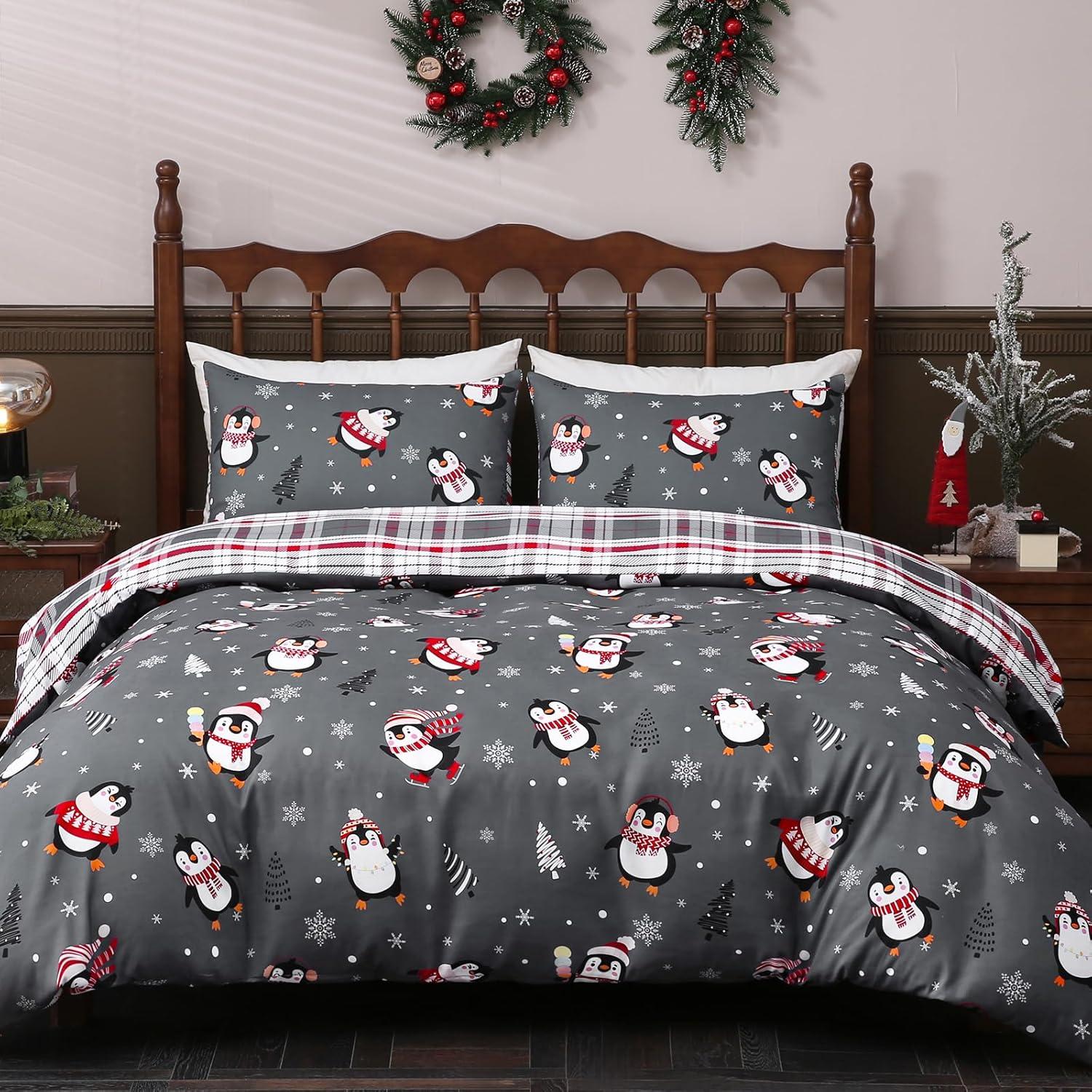 Christmas Duvet Cover Set 3 Pieces Penguin Snowflakes Xmas Tree Bedding Set Grey Reversible Plaid Comforter Set 135x200cm 3PCS бежевий
Christmas Duvet Cover Set 3 Pieces Penguin Snowflakes Xmas Tree Bedding Set Grey Reversible Plaid Comforter Set 135x200cm 3PCS бежевий