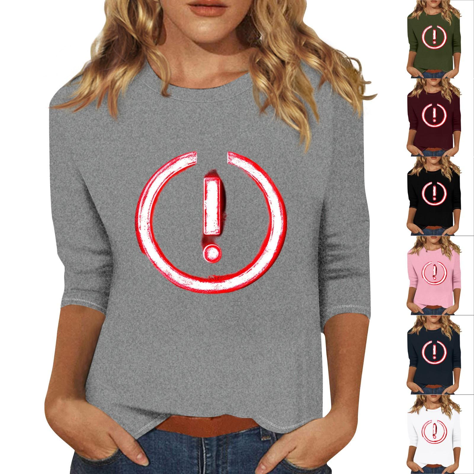 Women s Fashion Casual Three-quarter Sleeve Exclamation Mark Print Round Neck Pullover Top L білий
Women s Fashion Casual Three-quarter Sleeve Exclamation Mark Print Round Neck Pullover Top L білий