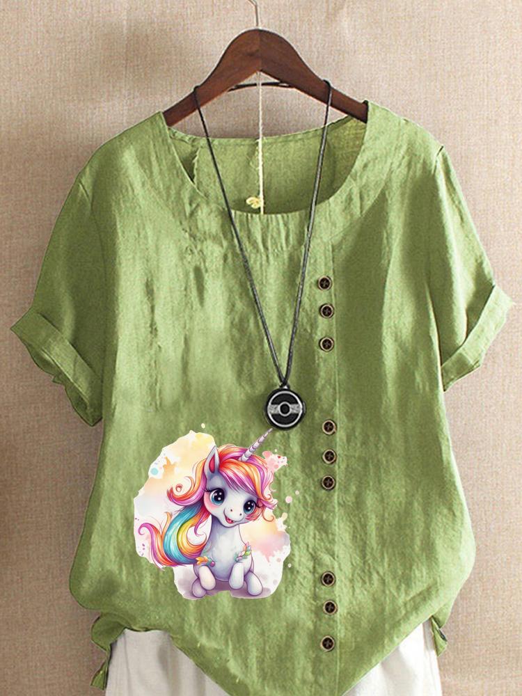 Women s Fashion Cartoon Unicorn Print Printing Shot Sleeve T-shirt Loose Cotton Shirt Casual Loose Summer Plus Size Blouse Tops 5XL зелений
Women s Fashion Cartoon Unicorn Print Printing Shot Sleeve T-shirt Loose Cotton Shirt Casual Loose Summer Plus Size Blouse Tops 5XL зелений