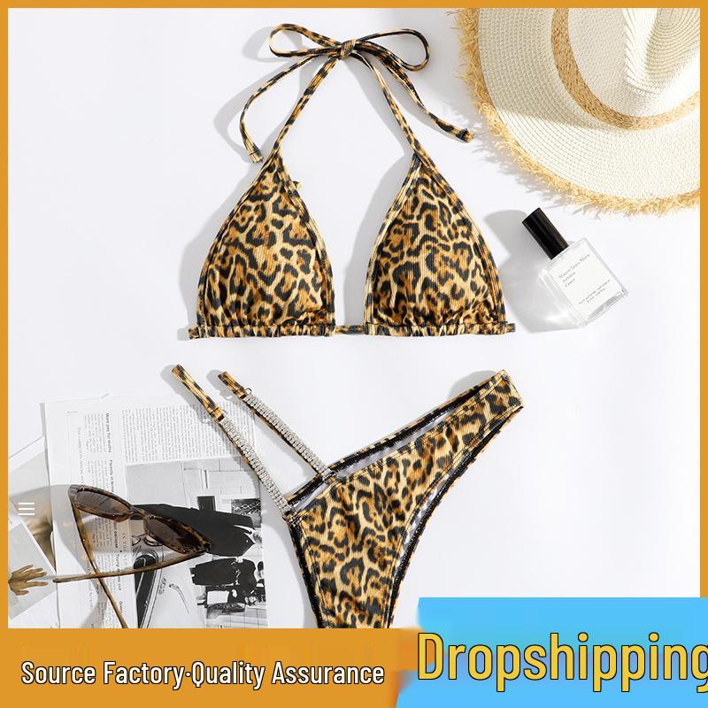 Leopard Print Rhinestone Bikini - European and American Sexy Split Swimsuit Medium зелений/смарагдовий
Leopard Print Rhinestone Bikini - European and American Sexy Split Swimsuit Medium зелений/смарагдовий