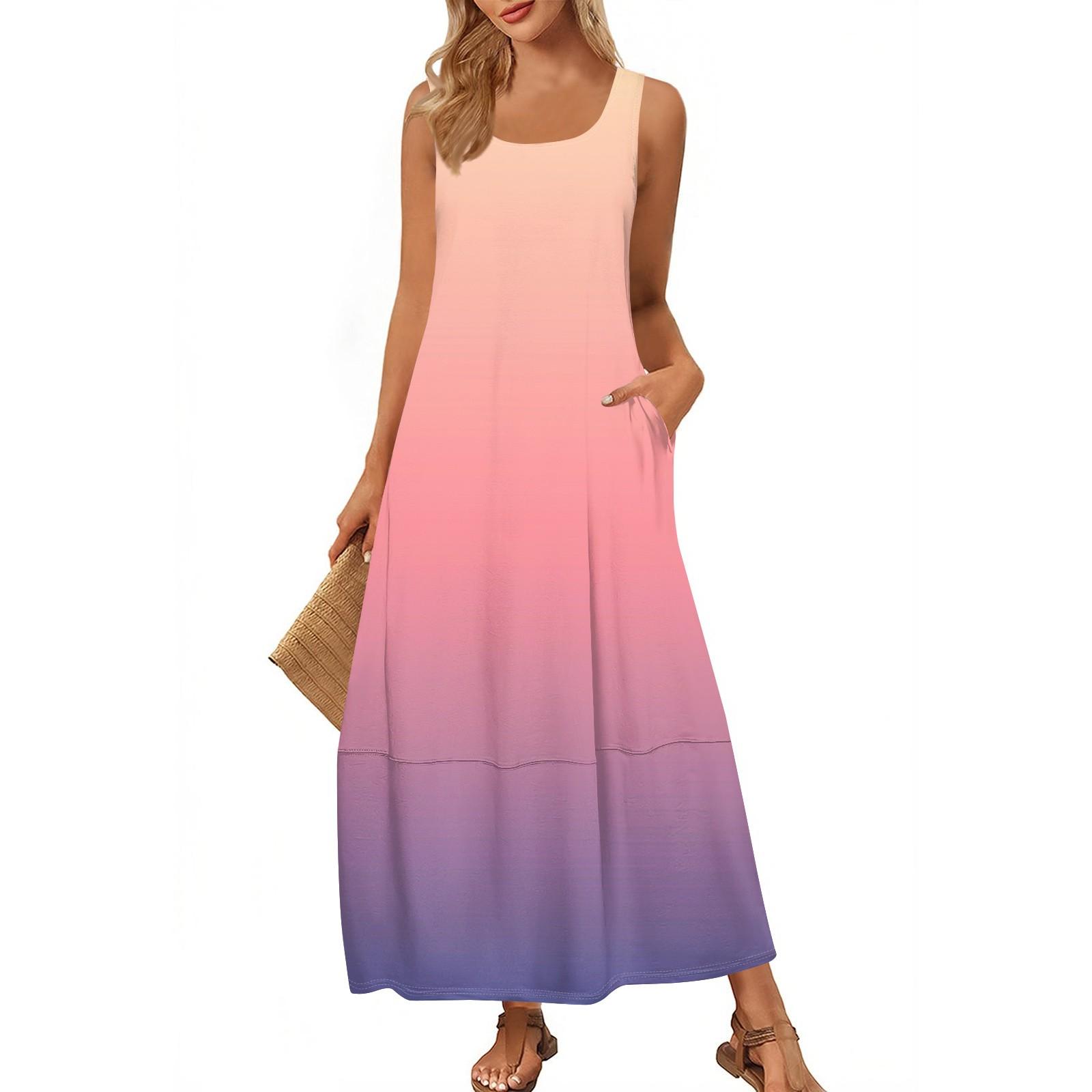 Women s Casual Floor-length Sundress Summer Beach Dress Round Neck Sleeveless Loose Gradient Print Sundress M рожевий
Women s Casual Floor-length Sundress Summer Beach Dress Round Neck Sleeveless Loose Gradient Print Sundress M рожевий