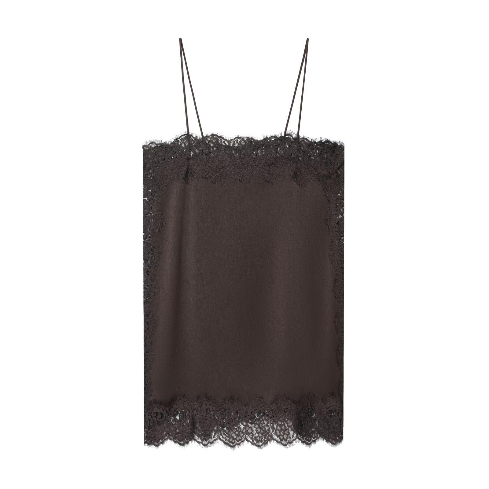 European & American Silk Satin Lace Camisole - Women s Winter Fashion S кофейный
European & American Silk Satin Lace Camisole - Women s Winter Fashion S кофейный