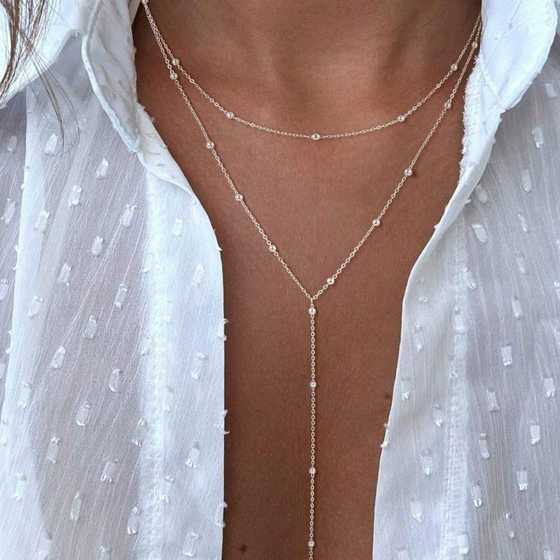 Womens Gold Color Layered Lariat Beaded Chain Necklace 1pcs срібний
Womens Gold Color Layered Lariat Beaded Chain Necklace 1pcs срібний