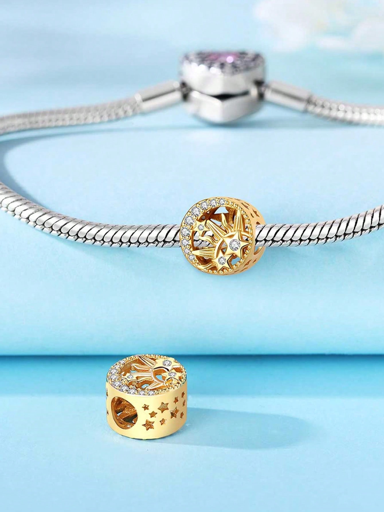 Charm Bead Components Plata Copper Metal Colors Sun Moon Stars Clips and Spacers Bead Components Pendant Bead Component Designed For Authentic
Charm Bead Components Plata Copper Metal Colors Sun Moon Stars Clips and Spacers Bead Components Pendant Bead Component Designed For Authentic
