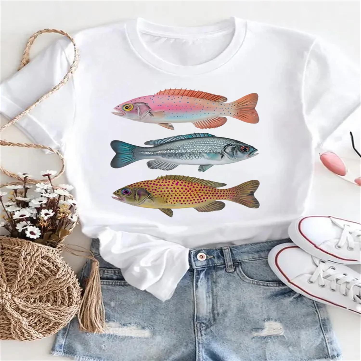 2025 Summer Cute Cartoon Fish Pattern T-Shirt 90s Short Sleeve Women s Fashion O-Neck Clothing Printed Casual Top New T-Shirt XXXXXL білий
2025 Summer Cute Cartoon Fish Pattern T-Shirt 90s Short Sleeve Women s Fashion O-Neck Clothing Printed Casual Top New T-Shirt XXXXXL білий