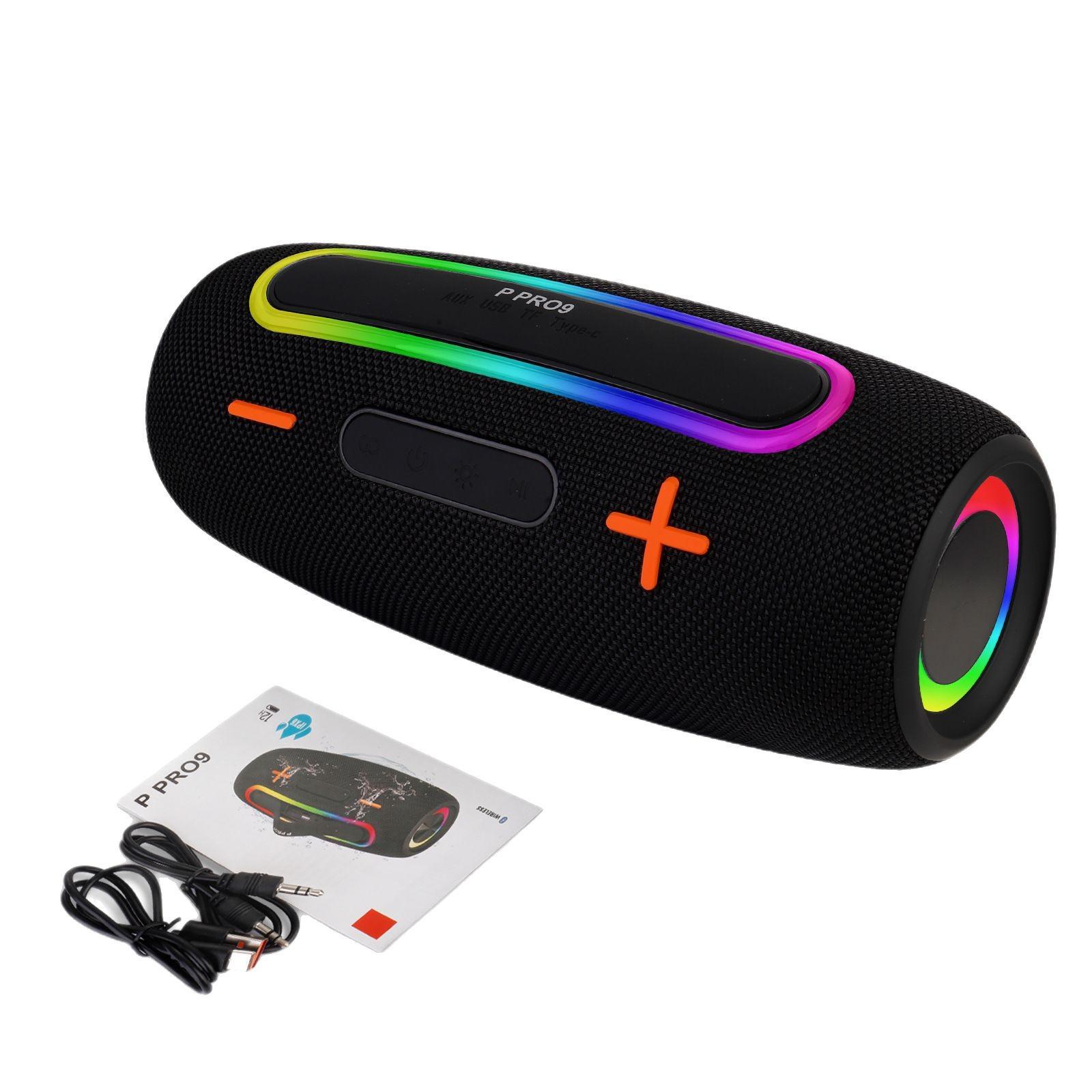 PRO9 BOOMBOX bluetooth speaker portable RGB colorful light waterproof wireless subwoofer 360 stereo surround TWS FM boombox чорний
PRO9 BOOMBOX bluetooth speaker portable RGB colorful light waterproof wireless subwoofer 360 stereo surround TWS FM boombox чорний