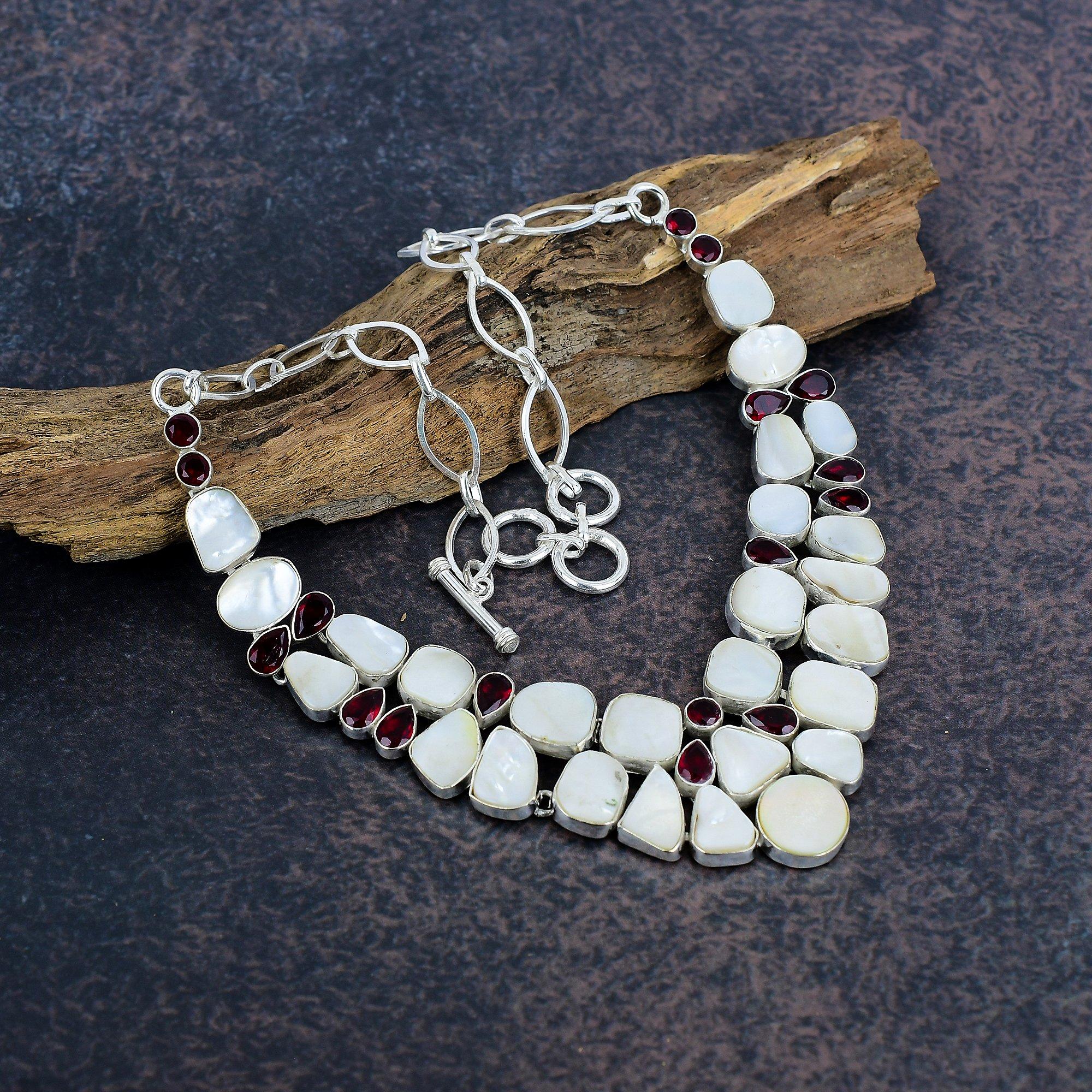 Mother Of Pearl, Red Garnet Necklace Jewelry, 925 Sterling Silver Gemstone Necklace Jewelry, Handmade Wonderful Unique Jewelry Adjustable with 18 inches білий
Mother Of Pearl, Red Garnet Necklace Jewelry, 925 Sterling Silver Gemstone Necklace Jewelry, Handmade Wonderful Unique Jewelry Adjustable with 18 inches білий