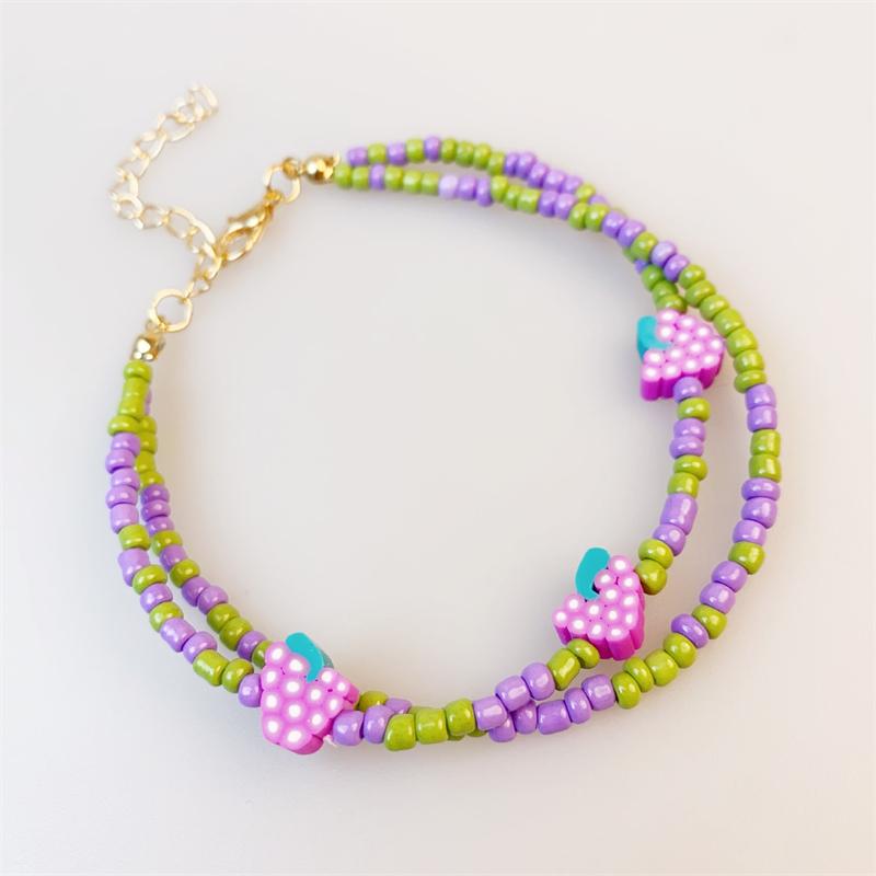 Cute Polymer Clay Fruit Double Layers Rice Beads Bracelet for Women Strawberry Lemon Apple Grape Watermelon Beaded Chain Zircon
Cute Polymer Clay Fruit Double Layers Rice Beads Bracelet for Women Strawberry Lemon Apple Grape Watermelon Beaded Chain Zircon