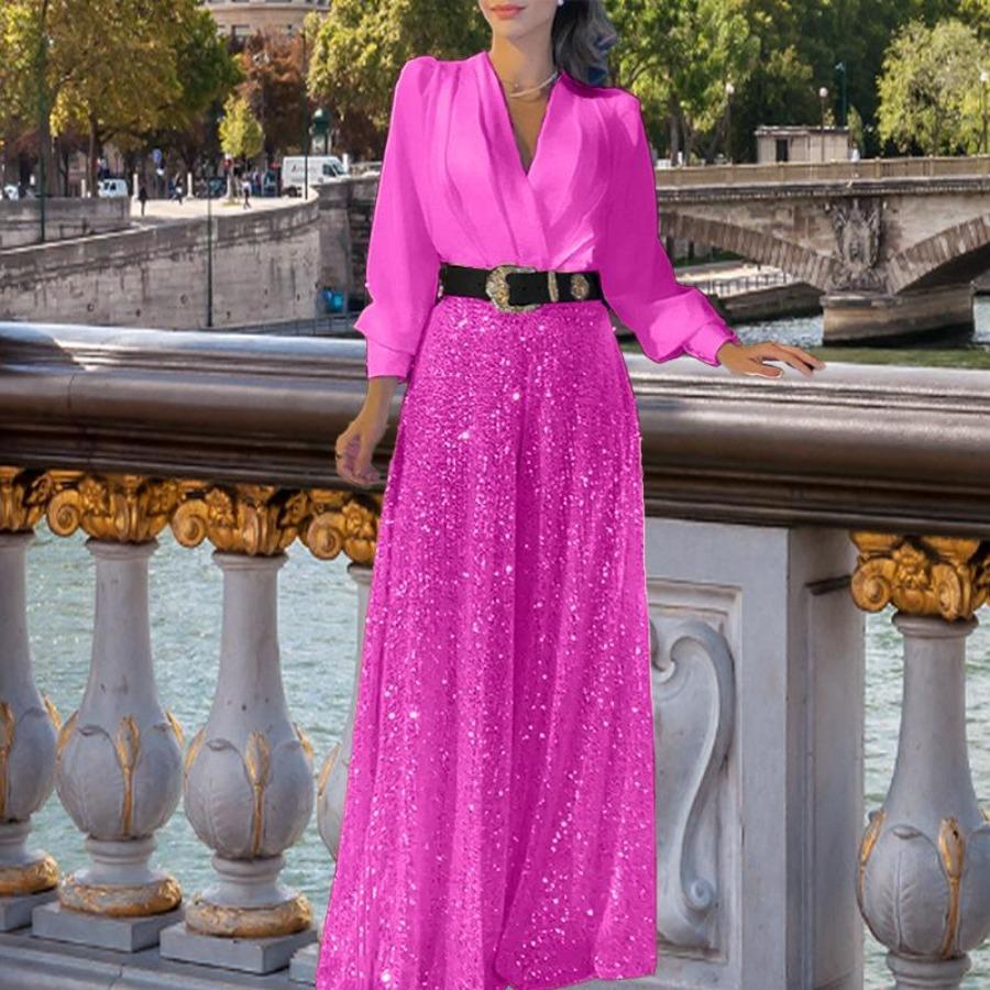 Модная рубашка с V-образным вырезом и длинными рукавами, темперамент, элегантная талия, тонкие блестки, широкие платья 3XL розы красного
Модная рубашка с V-образным вырезом и длинными рукавами, темперамент, элегантная талия, тонкие блестки, широкие платья 3XL розы красного