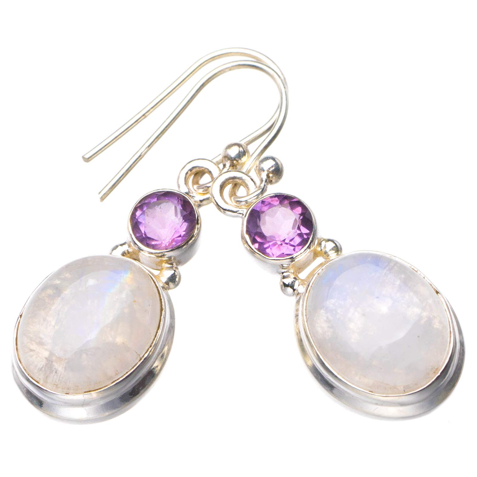 StarGems® Natural Rainbow Moonstone And Amethyst Handmade 925 Sterling Silver Earrings 1.5 D6503
StarGems® Natural Rainbow Moonstone And Amethyst Handmade 925 Sterling Silver Earrings 1.5 D6503