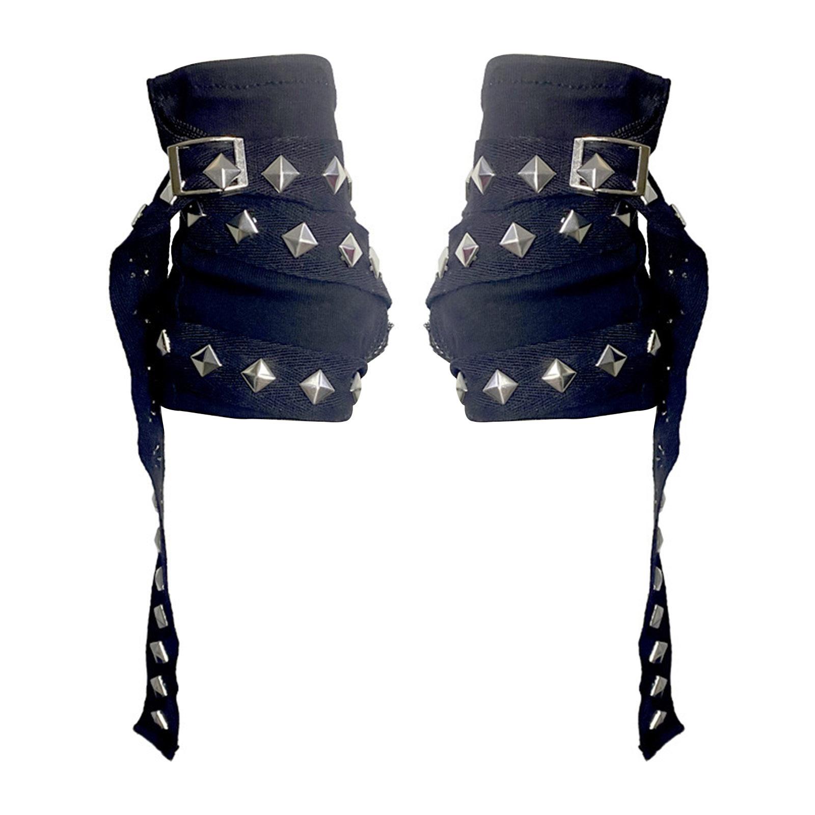 1 пара женских панк-варежек с заклепками и лентами, уличные рукава, рукава с половиной пальцев для верховой езды и музыкальных фестивалей чёрный
1 пара женских панк-варежек с заклепками и лентами, уличные рукава, рукава с половиной пальцев для верховой езды и музыкальных фестивалей чёрный