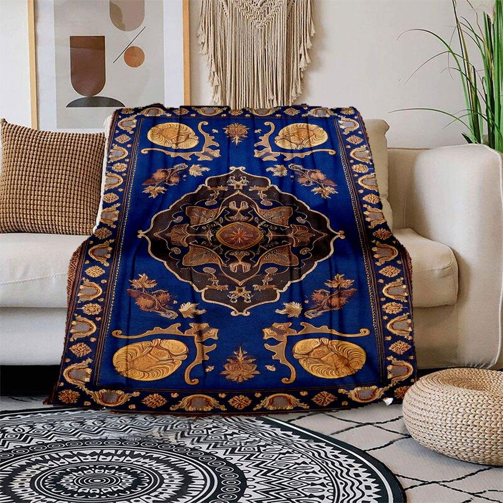 Persian Rug Blue Gold Floral Area Rug 5 x7 Blanket Flannel Throw Blanket for Sofa, Bed, Travel, Camping, Office, Couch, Chair, And Bed Gift 150x180cm
Persian Rug Blue Gold Floral Area Rug 5 x7 Blanket Flannel Throw Blanket for Sofa, Bed, Travel, Camping, Office, Couch, Chair, And Bed Gift 150x180cm