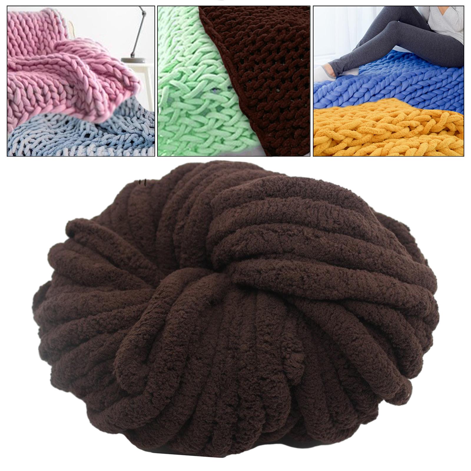 Толстая пряжа синель, моющаяся, мягкая, плюшевая пряжа, гигантский калибр 7, объемная пряжа для ручного вязания, одеяла, шарфа, поделок, вязания крючком кофейный