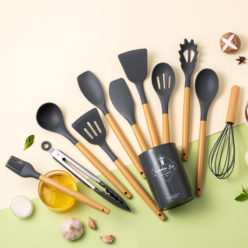 12-Piece Silicone Kitchen Tool Set - Includes Spatulas, Spoons, and More темно-сірий
12-Piece Silicone Kitchen Tool Set - Includes Spatulas, Spoons, and More темно-сірий