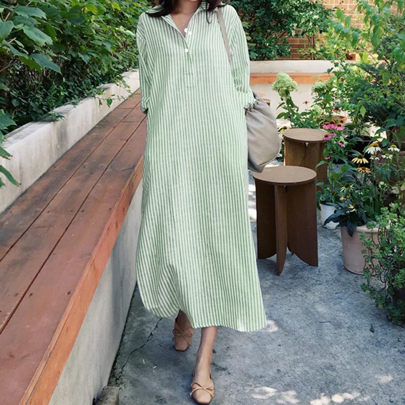 ZANZEA Женское платье в полоску с отложным воротником, свободное, повседневное, с длинным рукавом 5XL зелёный
ZANZEA Женское платье в полоску с отложным воротником, свободное, повседневное, с длинным рукавом 5XL зелёный
