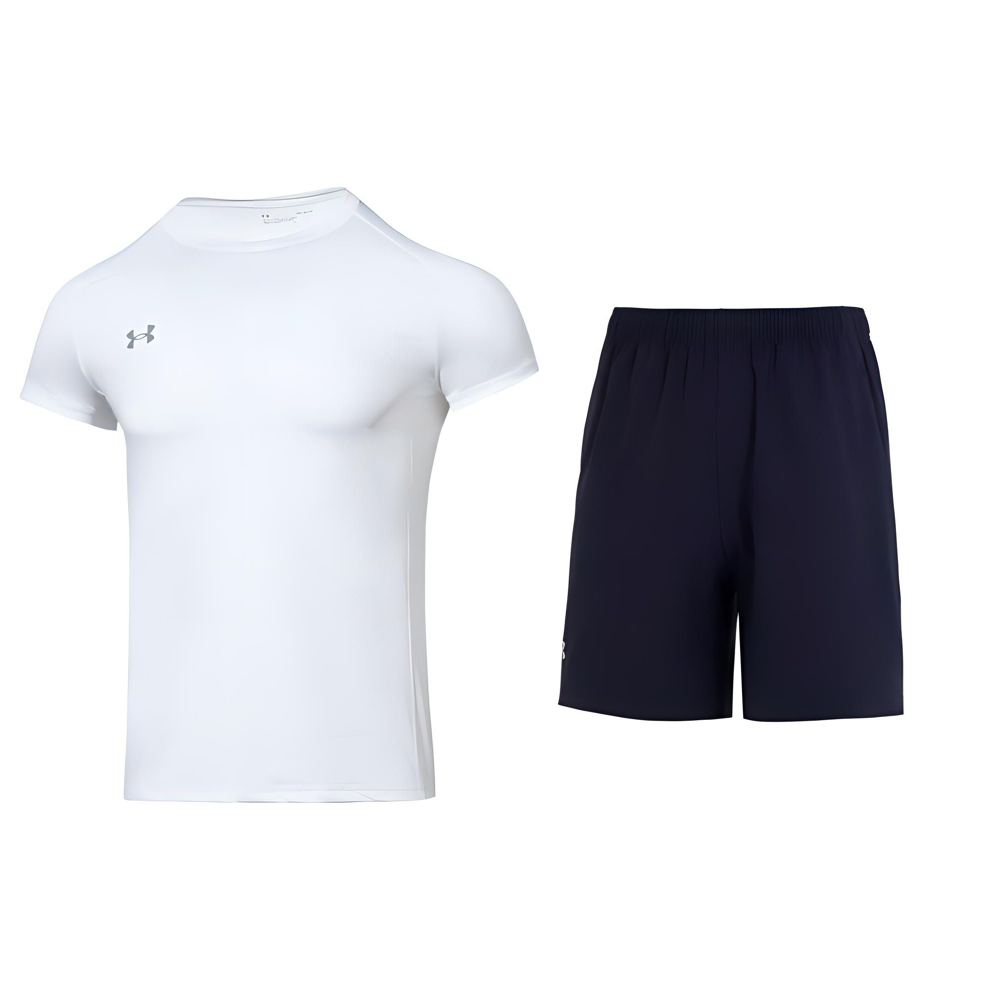 Under Armour Solid Color Small Logo Raglan Short Sleeve Elastic Waist Mid Rise Shorts Casual Sports Set Men sets 23500506-100+24500201-409 M
Under Armour Solid Color Small Logo Raglan Short Sleeve Elastic Waist Mid Rise Shorts Casual Sports Set Men sets 23500506-100+24500201-409 M