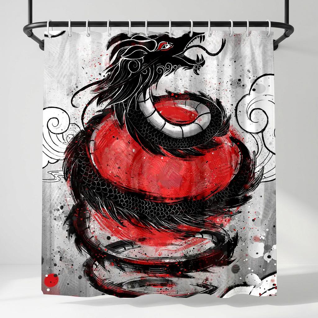 Vintage Dragon Ink Art Shower Curtain - Creative Chinese Style Red Sun Design Indoor Home Bathroom Decor Aesthetic Bath Curtain W60H190(CM)-1 Pcs
Vintage Dragon Ink Art Shower Curtain - Creative Chinese Style Red Sun Design Indoor Home Bathroom Decor Aesthetic Bath Curtain W60H190(CM)-1 Pcs
