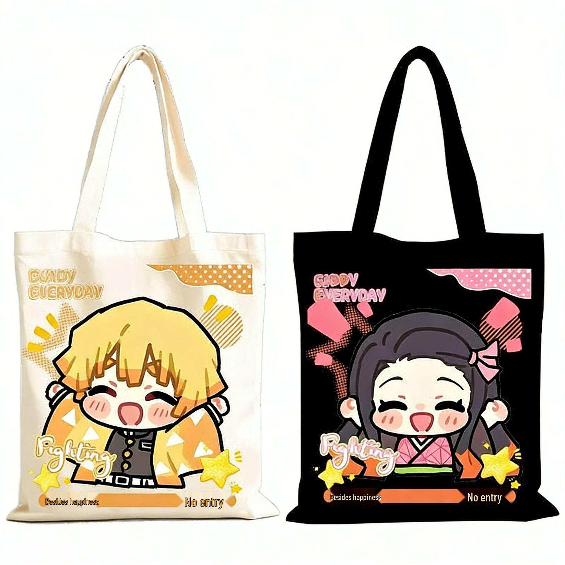 Q Version Cute Trendy Black Canvas Backpack for Students Off-white blank bag
Q Version Cute Trendy Black Canvas Backpack for Students Off-white blank bag