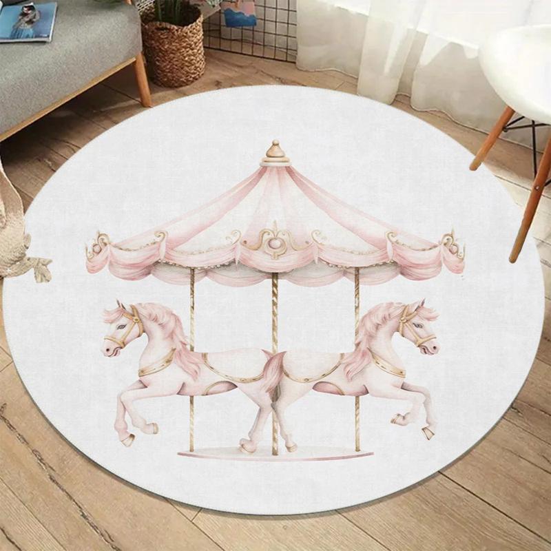 Carousel Round Carpet Pink Princess Pattern Rug for Kids Room Living Room Bedroom Soft Floor Mat Cute Nursery Home Decoration 80cm x 80cm
Carousel Round Carpet Pink Princess Pattern Rug for Kids Room Living Room Bedroom Soft Floor Mat Cute Nursery Home Decoration 80cm x 80cm