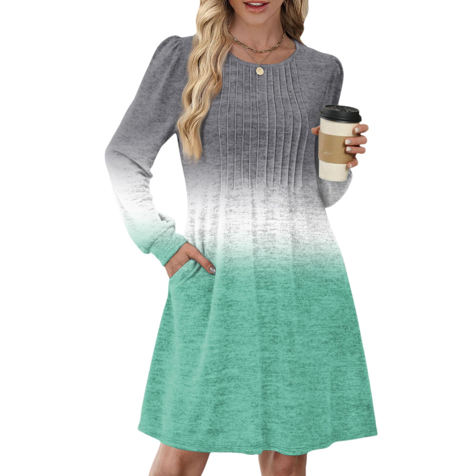 Жіноча повсякденна сукня з довгим рукавом, плісирована, з круглим вирізом, з градієнтним принтом та кишенями S
Жіноча повсякденна сукня з довгим рукавом, плісирована, з круглим вирізом, з градієнтним принтом та кишенями S