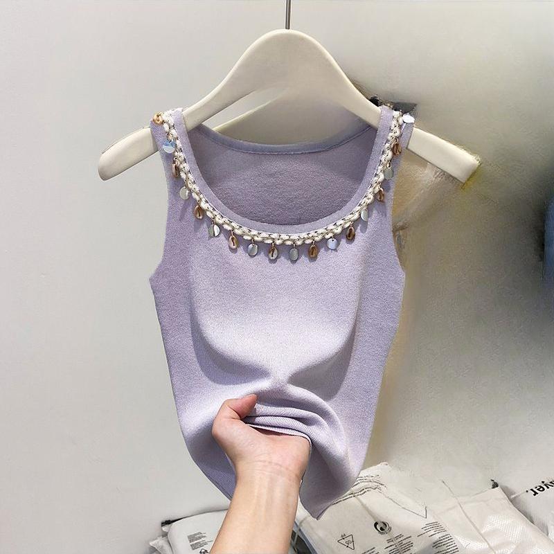 Шикарные французские топы-майки с бисером для женщин, летняя модная верхняя одежда приталенного силуэта M фиолетовый
Шикарные французские топы-майки с бисером для женщин, летняя модная верхняя одежда приталенного силуэта M фиолетовый