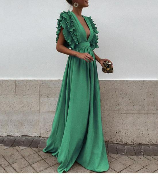 Весна/Лето 2023 Платье макси с V-образным вырезом, рукавами-крылышками и открытой спиной, однотонное, для женщин XL зелёный
Весна/Лето 2023 Платье макси с V-образным вырезом, рукавами-крылышками и открытой спиной, однотонное, для женщин XL зелёный