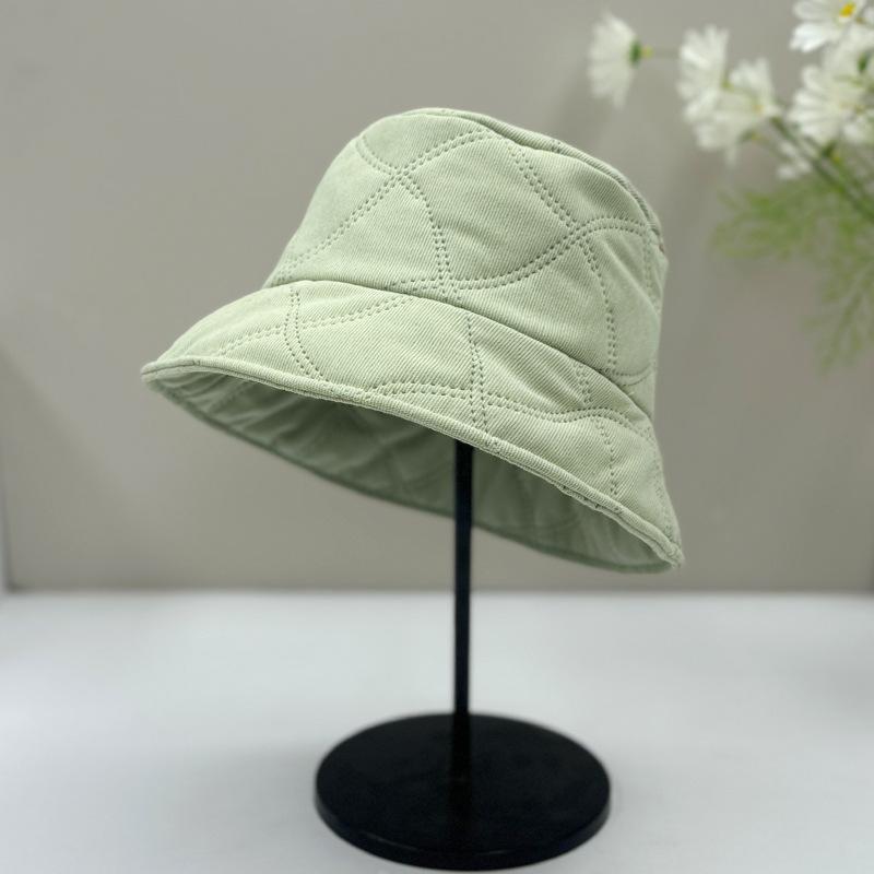 Осенне-зимняя шляпа женская новая однотонная шляпа-ведро весенне-осенняя простая для лица маленькая шляпа-ведро универсальная шляпа-панама светло-зеленый