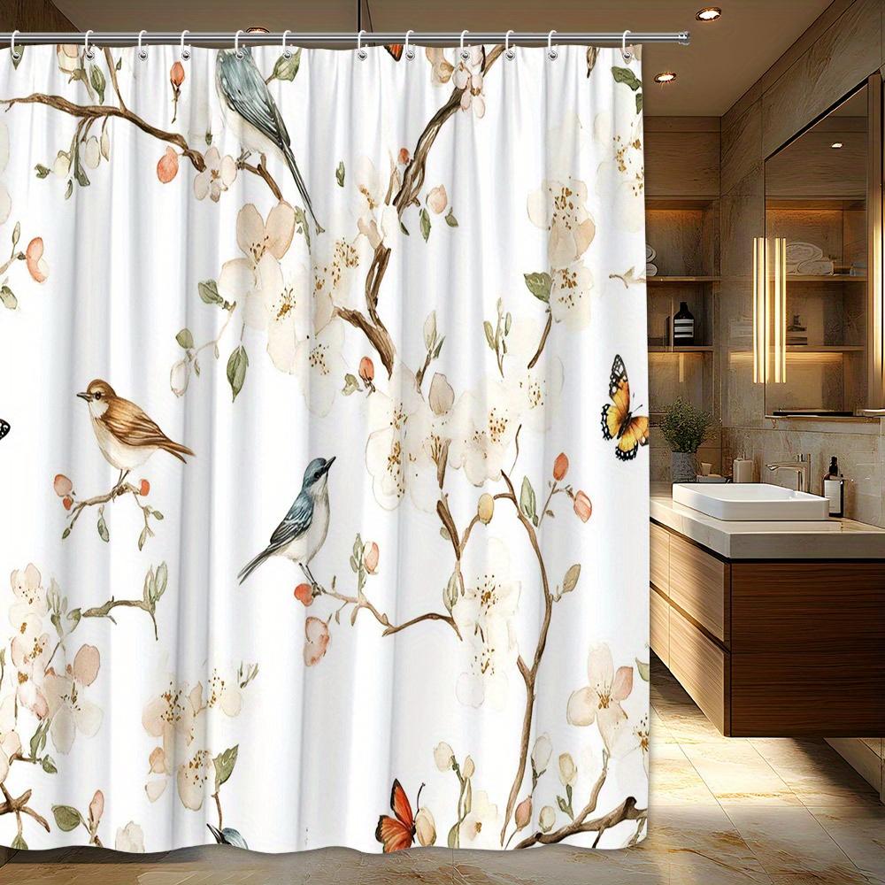 1 Cherry Blossom Bird Pattern Shower Curtain-Soft Floral Pattern With Charming Birds And Butterflies Polyester Fabric With Hooks W60H190(CM)-1 Pcs
1 Cherry Blossom Bird Pattern Shower Curtain-Soft Floral Pattern With Charming Birds And Butterflies Polyester Fabric With Hooks W60H190(CM)-1 Pcs