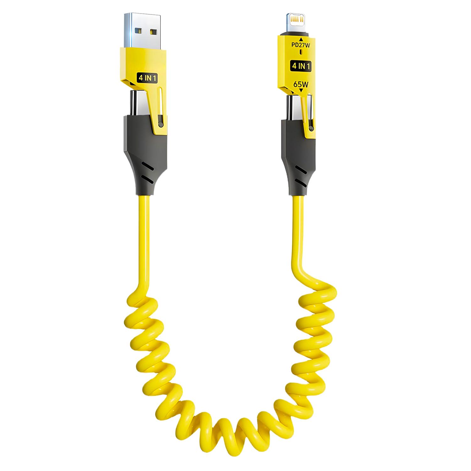 65 Вт 4 в 1 Пружинний короткий кабель передачі даних 6 А USB Тип C Пружинний телескопічний пристрій для швидкого заряджання Пружинний кабель USB 1.5m жовтий
65 Вт 4 в 1 Пружинний короткий кабель передачі даних 6 А USB Тип C Пружинний телескопічний пристрій для швидкого заряджання Пружинний кабель USB 1.5m жовтий