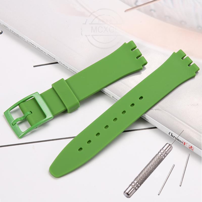 17 мм м який силіконовий ремінець кольоровий для Swatch Водонепроникний спортивний годинник Аксесуари Ремінець Браслет Наручний ремінець 17mm темно-зелений колір
17 мм м який силіконовий ремінець кольоровий для Swatch Водонепроникний спортивний годинник Аксесуари Ремінець Браслет Наручний ремінець 17mm темно-зелений колір