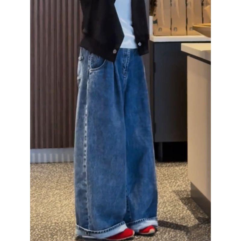 Korean Style Loose Lazy Slimming Wide-Leg Pants Blue Jeans Women 2025 Summer New Plus size Mopping Pants Blue S
Korean Style Loose Lazy Slimming Wide-Leg Pants Blue Jeans Women 2025 Summer New Plus size Mopping Pants Blue S